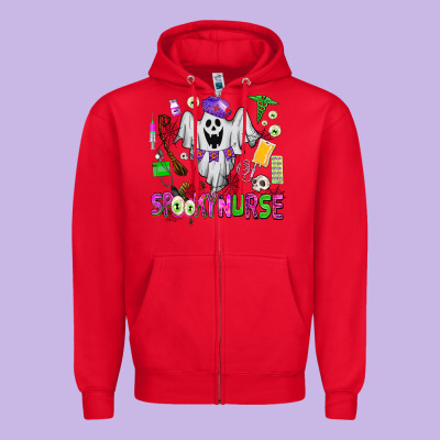 Spooky Nurse Zipper Hoodie Designed By Adodesignshop