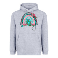 Heather Grey nurse life spring stethoscope heart rainbow Heavyweight Hoodie - BarkalooDesign