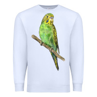 White Budgeriar Bird Parrot Premium Sweatshirt - LillyAllenDesigns