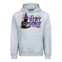 Heather Grey Stay Spooky With Black Cat Urban Hoodie - LillyAllenDesigns