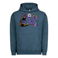 Pigment Midnight Navy Stay Spooky With Black Cat Urban Hoodie - LillyAllenDesigns