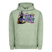 Pigment Oil Green Stay Spooky With Black Cat Urban Hoodie - LillyAllenDesigns