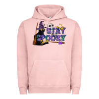 Pigment Salmon Stay Spooky With Black Cat Urban Hoodie - LillyAllenDesigns