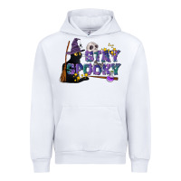 White Stay Spooky With Black Cat Urban Hoodie - LillyAllenDesigns
