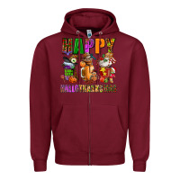 Burgundy happy hallothanksmas Zipper Hoodie - AdoDesignShop