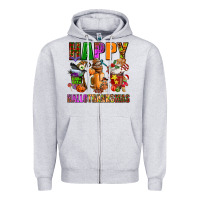 Heather Grey happy hallothanksmas Zipper Hoodie - AdoDesignShop