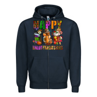 Navy happy hallothanksmas Zipper Hoodie - AdoDesignShop