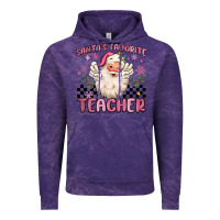 Cloud Purple santa's favorite teacher Vintage Hoodie - MaliasSmallBusiness