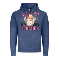 Vintage Denim santa's favorite teacher Vintage Hoodie - MaliasSmallBusiness