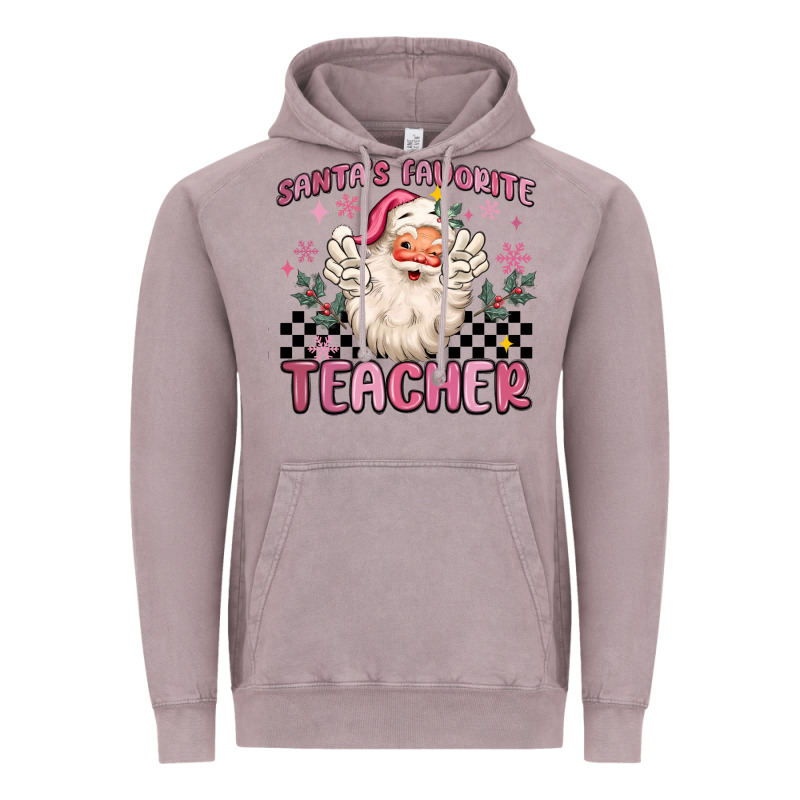 Santa's Favorite Teacher Vintage Hoodie by MaliasSmallBusiness | Teevron