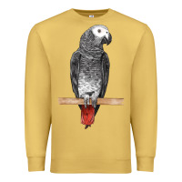 Antique Gold African Gray Parrot Bird Premium Sweatshirt - LillyAllenDesigns