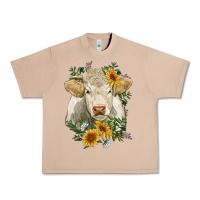 Burro charolais cattle with sunflowers Urban Heavy Tee - RanaPortraitStore