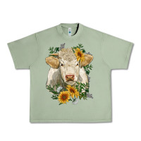 Oil Green charolais cattle with sunflowers Urban Heavy Tee - RanaPortraitStore