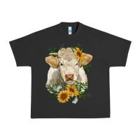 Pigment Black charolais cattle with sunflowers Urban Heavy Tee - RanaPortraitStore