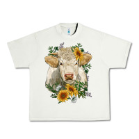 Pistachio charolais cattle with sunflowers Urban Heavy Tee - RanaPortraitStore