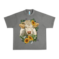 Tornado charolais cattle with sunflowers Urban Heavy Tee - RanaPortraitStore