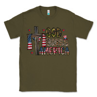 Army Green god bless america Classic Tee - CowhideDigitalArt