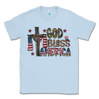 Dusty Blue god bless america Classic Tee - CowhideDigitalArt