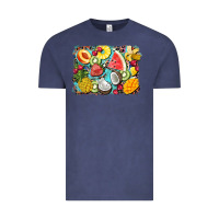 Vintage Denim summer fruits background Vintage Tee - BarkalooDesign