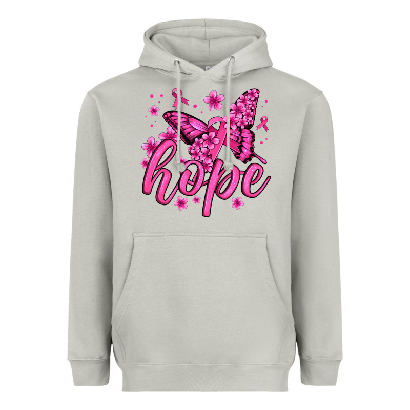 Hope Breast Cancer Butterfly Heavyweight Hoodie by Jasminsmagicworld | Teevron