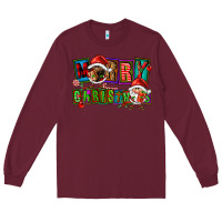 Burgundy merry christmas gnomies Long Sleeve Tee - FaDigitalArtStudio