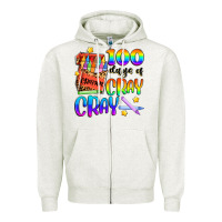 Oatmeal Heather 100 days of cray cray Zipper Hoodie - Artiststas