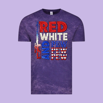 Vintage Tee red white and pew pew pew
