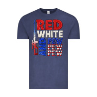 Vintage Denim red white and pew pew pew Vintage Tee - texasbilliewilder