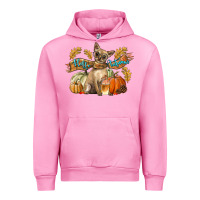 Fuchsia Pink Hello Autumn With Chihuahua Dog Urban Hoodie - LillyAllenDesigns