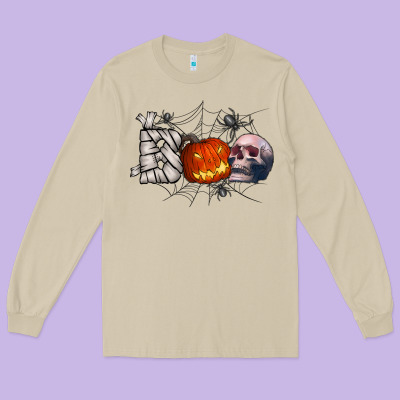 Boo Long Sleeve Tee Designed By Cowhidedigitalart
