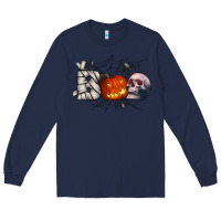 Navy boo Long Sleeve Tee - CowhideDigitalArt