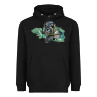 Black Sea Seal Face Illustrations Heavyweight Hoodie - LillyAllenDesigns