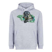Heather Grey Sea Seal Face Illustrations Heavyweight Hoodie - LillyAllenDesigns