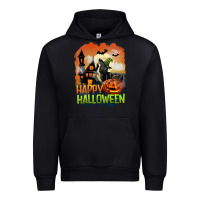 Black Happy Halloween With Black Cat Urban Hoodie - LillyAllenDesigns