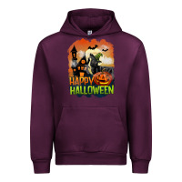 Mauve Wine Happy Halloween With Black Cat Urban Hoodie - LillyAllenDesigns