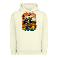 Pigment Pistachio Happy Halloween With Black Cat Urban Hoodie - LillyAllenDesigns