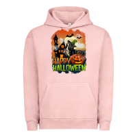 Pigment Salmon Happy Halloween With Black Cat Urban Hoodie - LillyAllenDesigns