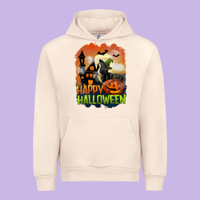 Happy Halloween With Black Cat Urban Hoodie Designed By Lillyallendesigns