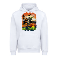 White Happy Halloween With Black Cat Urban Hoodie - LillyAllenDesigns