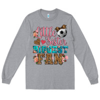 Heather Grey little sister biggest fan soccer Long Sleeve Tee - HRA Design Shop