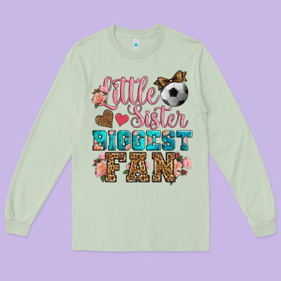 Little Sister Biggest Fan Soccer Long Sleeve Tee Designed By Hra Design Shop