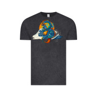Vintage Black blue dragon ocean waves and sun Vintage Tee - RanaPortraitStore