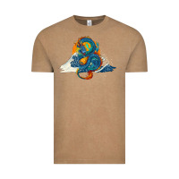 Vintage Coffee blue dragon ocean waves and sun Vintage Tee - RanaPortraitStore