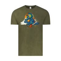 Vintage Olive blue dragon ocean waves and sun Vintage Tee - RanaPortraitStore