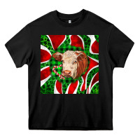 Black christmas hereford cow face Heavy Core Tee - LillyAllenDesigns