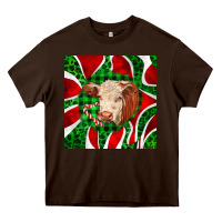 Chocolate Brown christmas hereford cow face Heavy Core Tee - LillyAllenDesigns