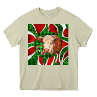 Mossy christmas hereford cow face Heavy Core Tee - LillyAllenDesigns