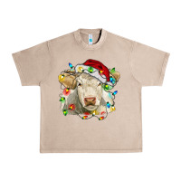 French Oak charolais cattle cow with christmas lights and hat Urban Heavy Tee - RanaPortraitStore