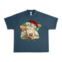 Midnight Navy charolais cattle cow with christmas lights and hat Urban Heavy Tee - RanaPortraitStore