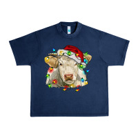 Navy charolais cattle cow with christmas lights and hat Urban Heavy Tee - RanaPortraitStore